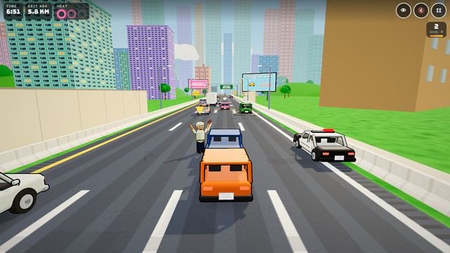 A police car pulling up beside the player